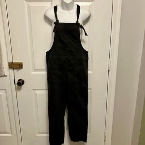 NWT Aerie Gray Size XS Denim Overalls Jumpsuit Bib Pants Womens Wide Leg Raw Hem